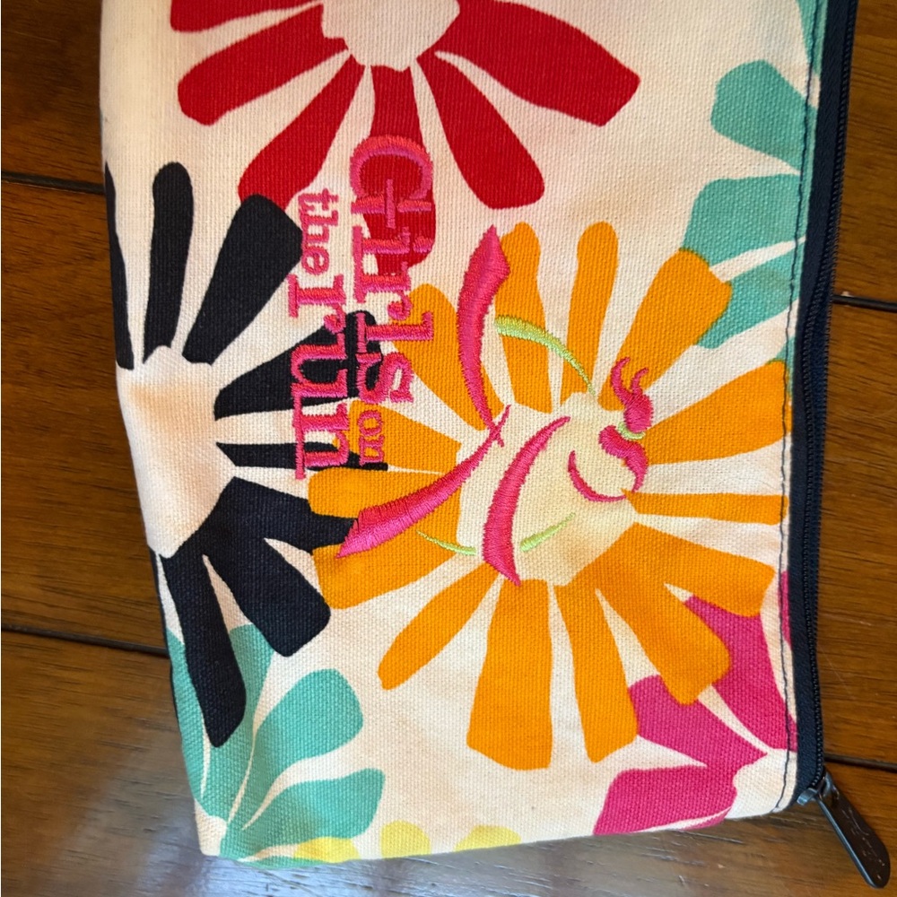 Floral Canvas Pouch with Embroidery- Girls on the Run